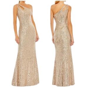 Mac Duggal Sequined Strappy One Shoulder Column Gown 16
